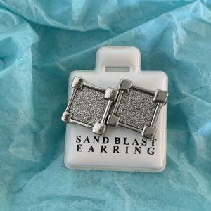 Mens Sand Blast Square Earrings Genuine Copper Brass Plated